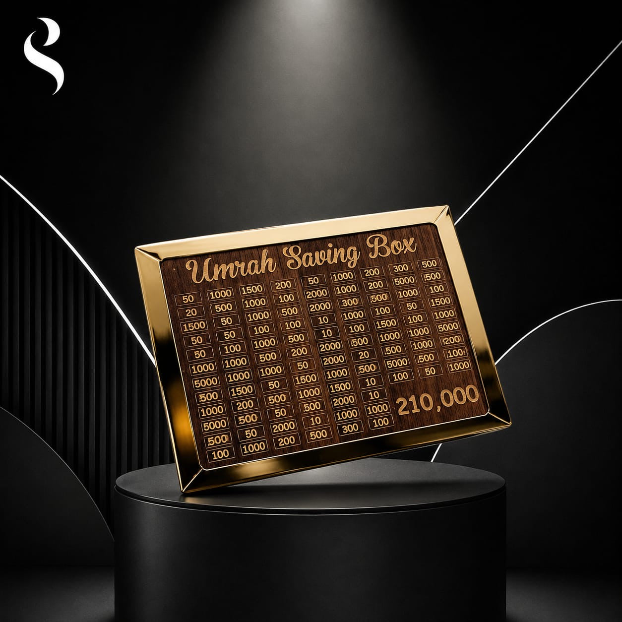 Wooden Umrah Saving Box – Premium 210,000 Goal Money Box